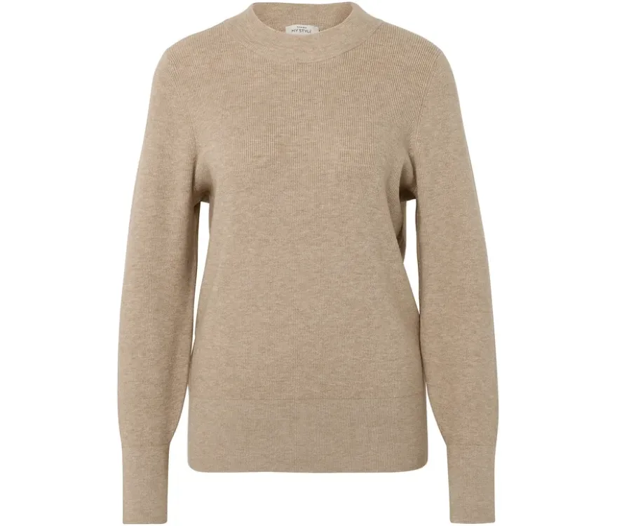 Feinstrickpullover, beige meliert