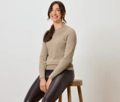 Feinstrickpullover, beige meliert
