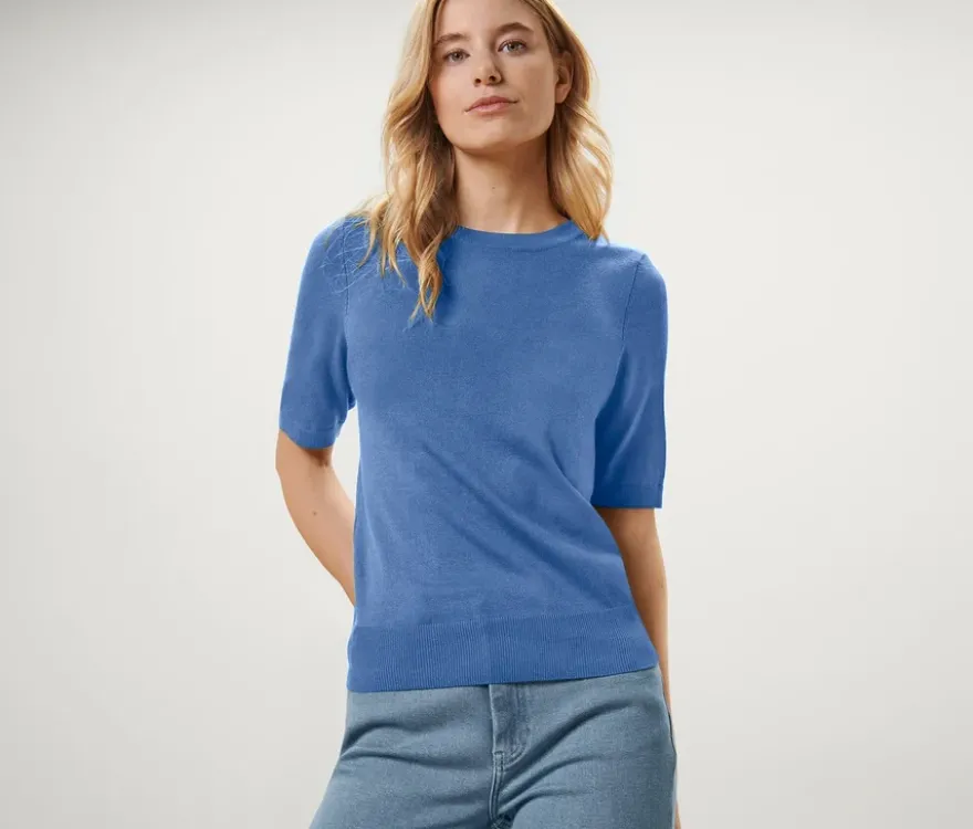 Feinstrickpullover, blau