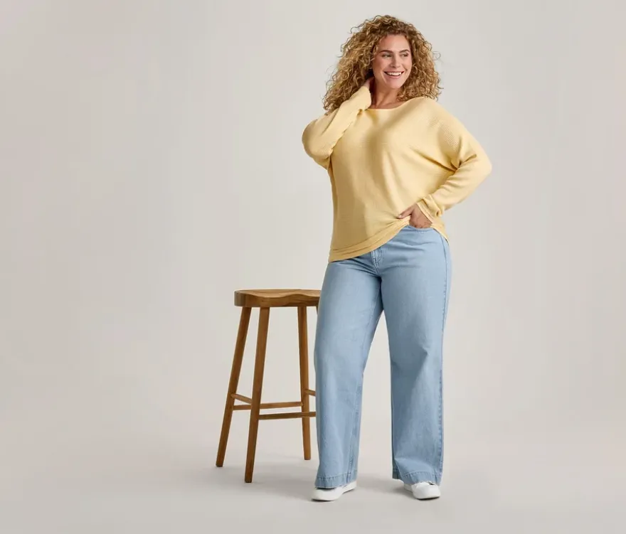 Feinstrickpullover, buttergelb