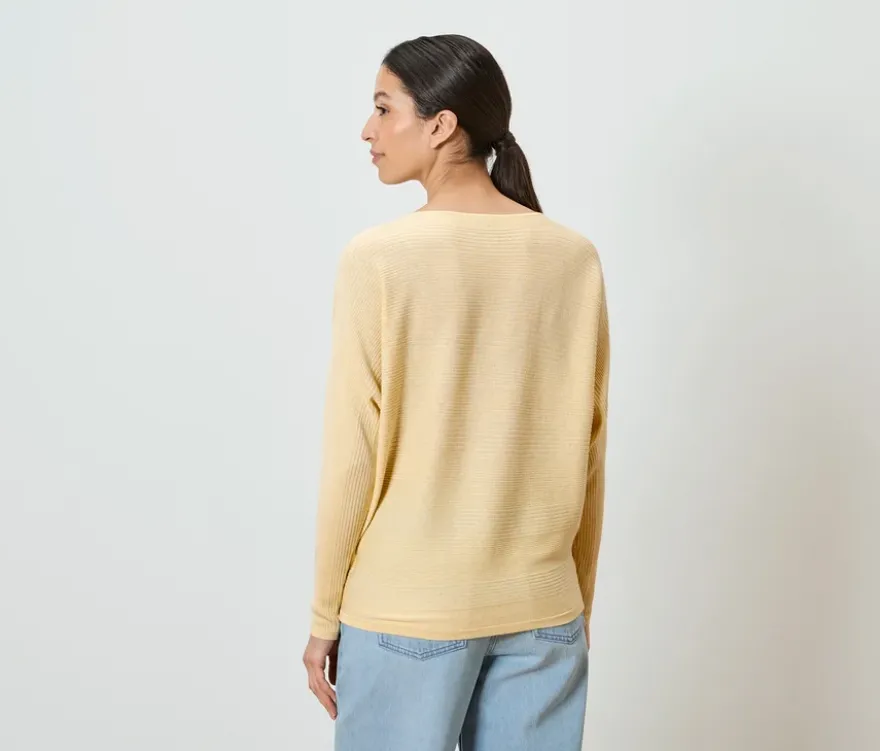 Feinstrickpullover, buttergelb