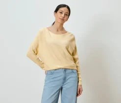 Feinstrickpullover, buttergelb