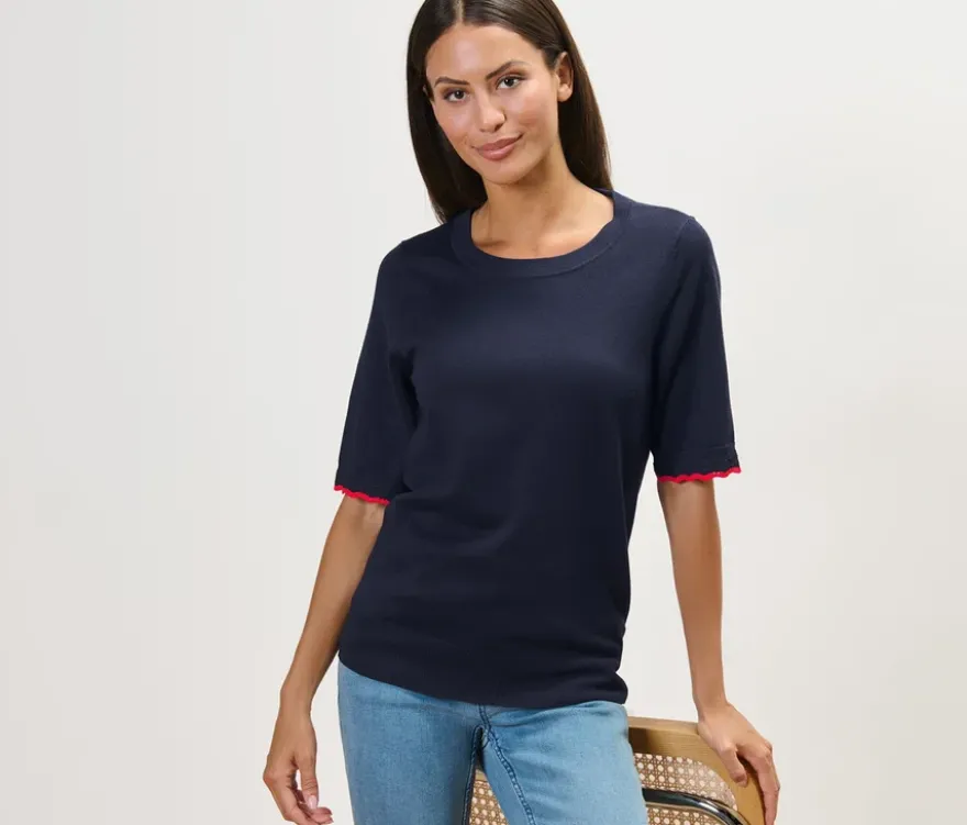 Feinstrickpullover, dunkelblau