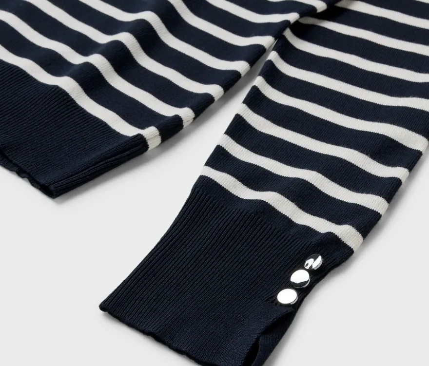 Feinstrickpullover, dunkelblau-weiß gestreift