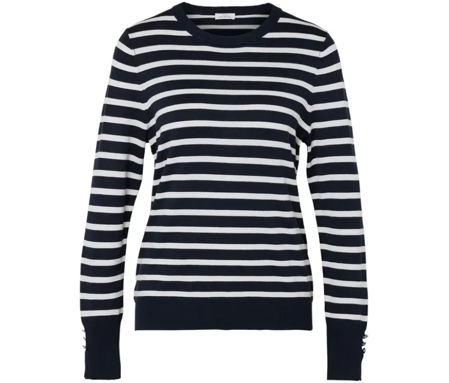 Feinstrickpullover, dunkelblau-weiß gestreift