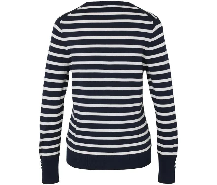 Feinstrickpullover, dunkelblau-weiß gestreift