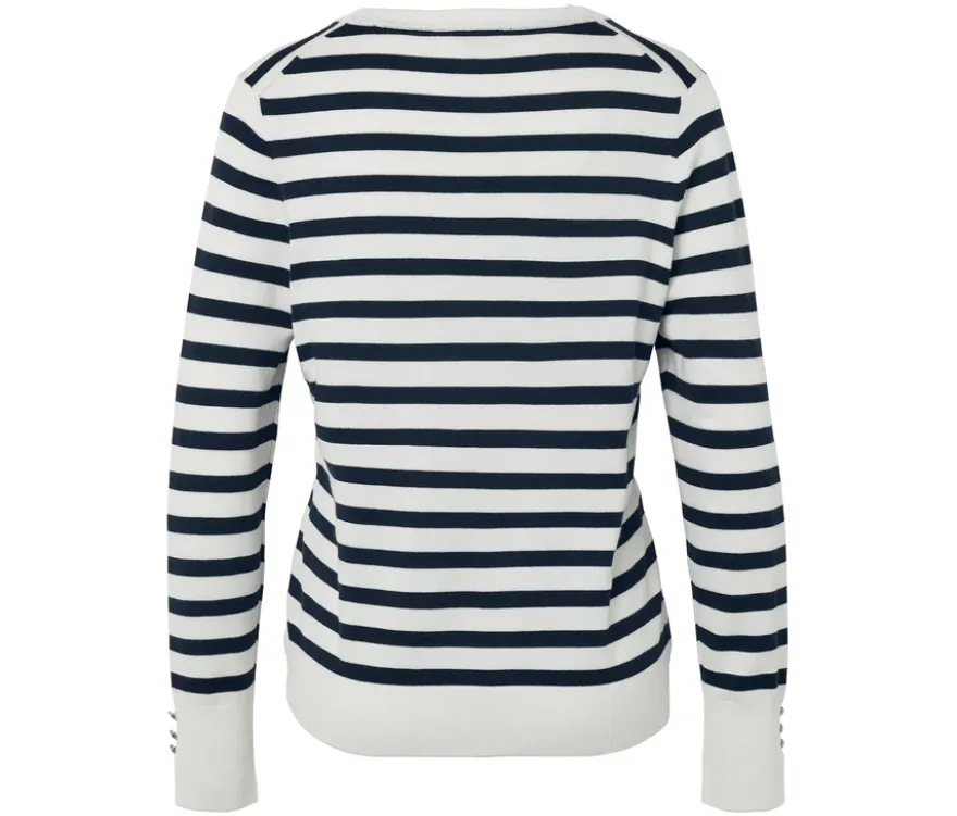 Feinstrickpullover, dunkelblau-weiß gestreift