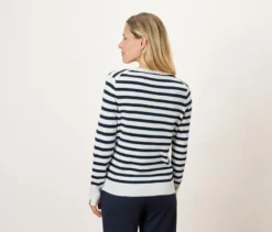 Feinstrickpullover, dunkelblau-weiß gestreift