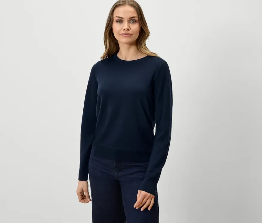 Feinstrickpullover, dunkelblau