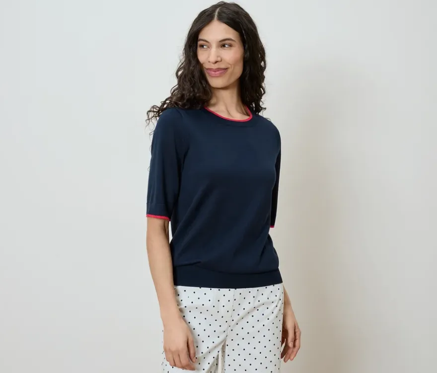 Feinstrickpullover, dunkelblau