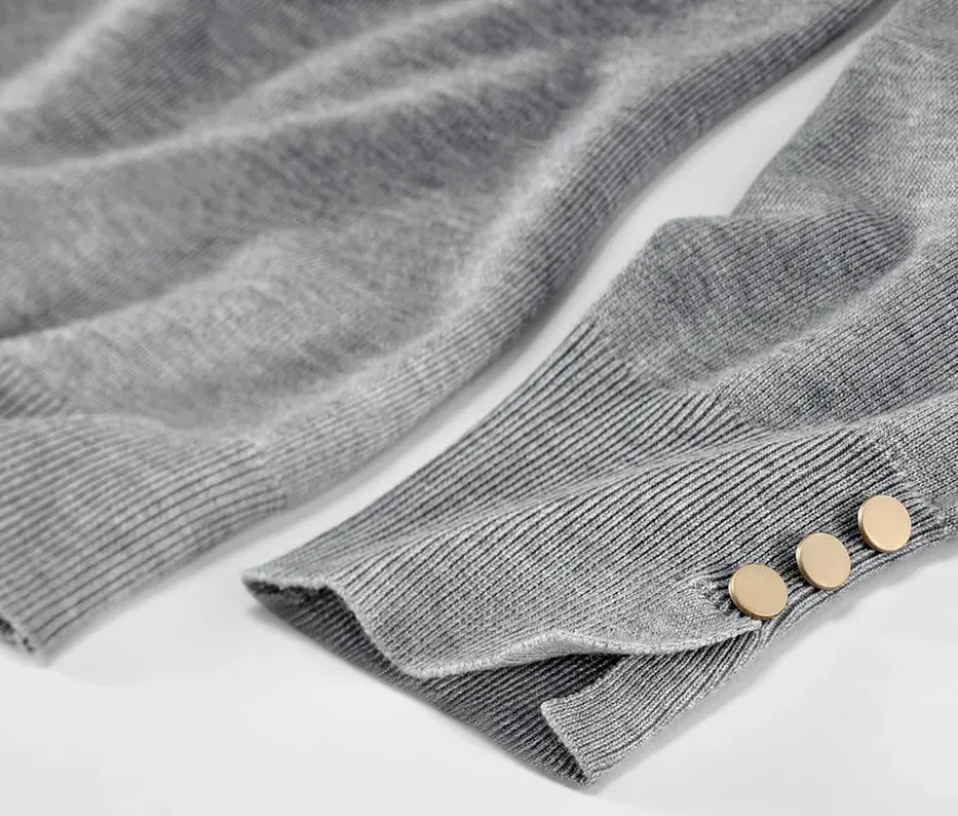 Feinstrickpullover, grau meliert