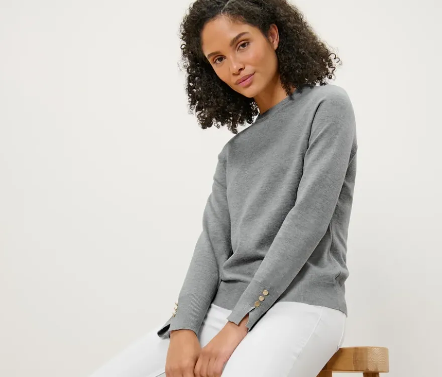 Feinstrickpullover, grau meliert
