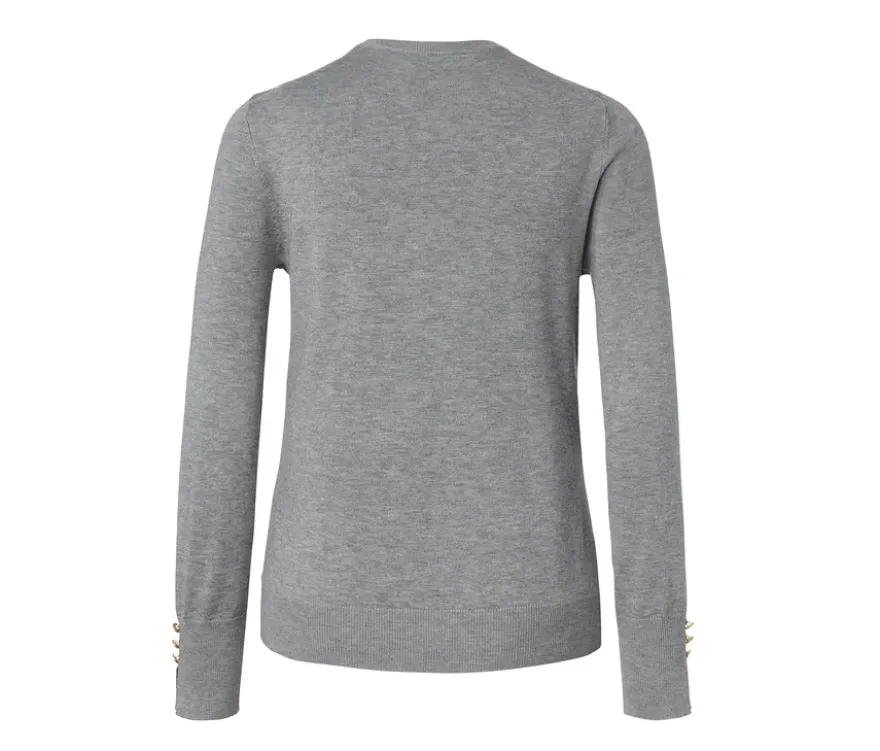 Feinstrickpullover, grau meliert
