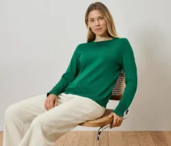 Feinstrickpullover, grün