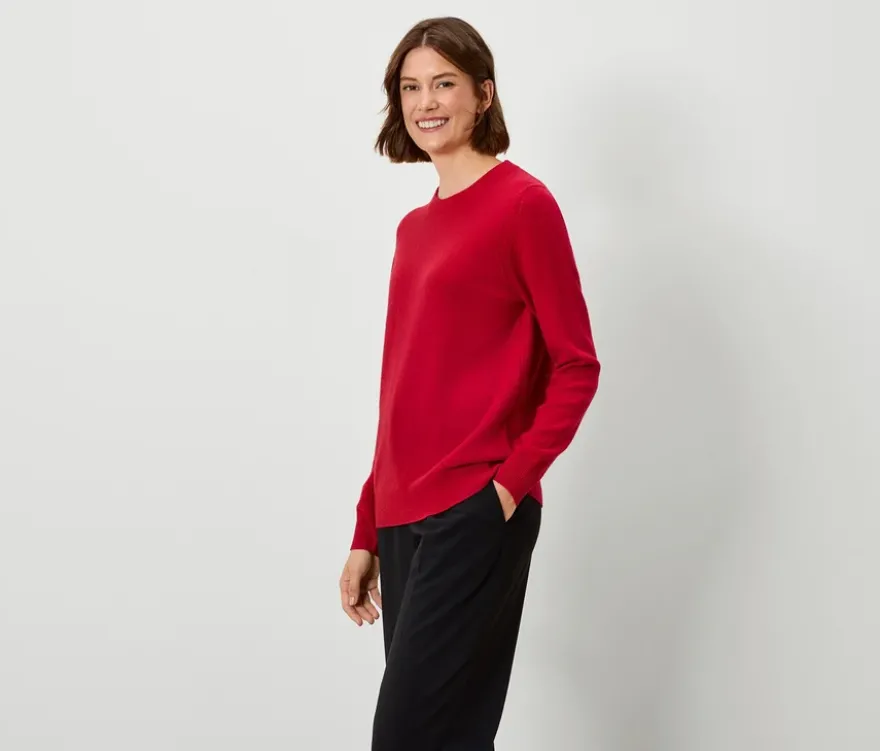 Feinstrickpullover mit Cashmere, rot