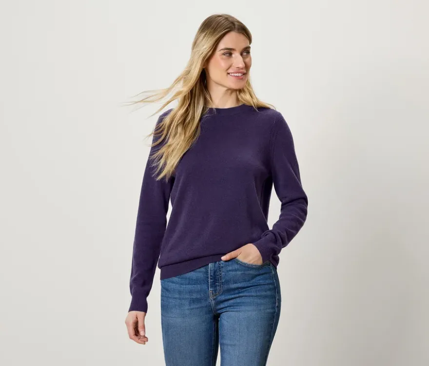 Feinstrickpullover mit Cashmere, pflaume