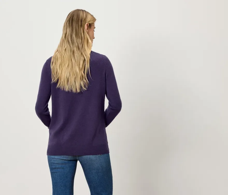 Feinstrickpullover mit Cashmere, pflaume
