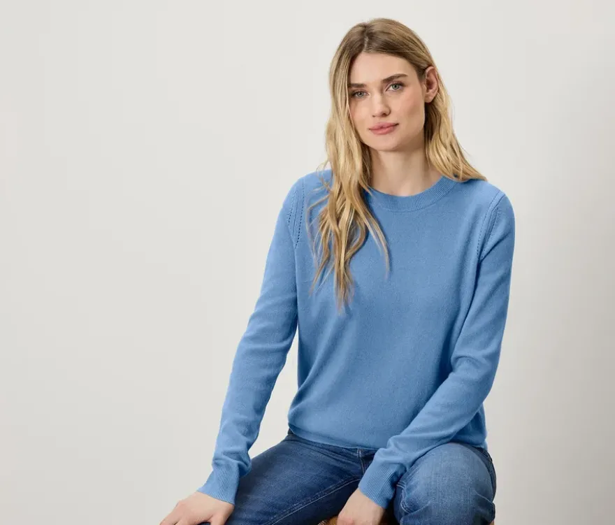 Feinstrickpullover mit Cashmere, blau