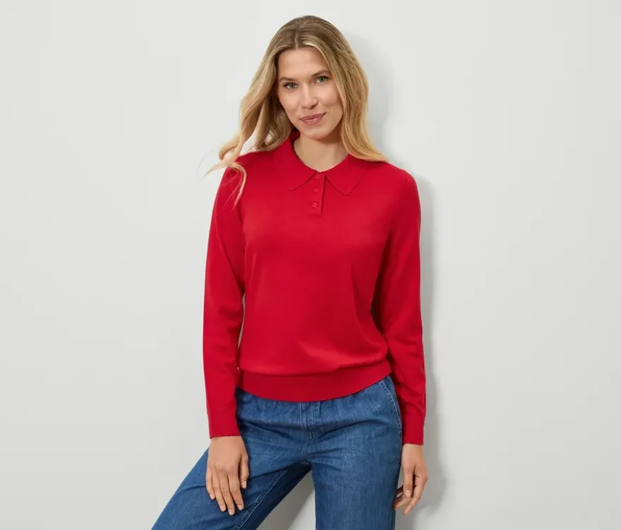 Feinstrickpullover mit Polokragen