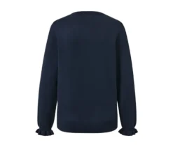 Feinstrickpullover mit Rüschendetail, dunkelblau