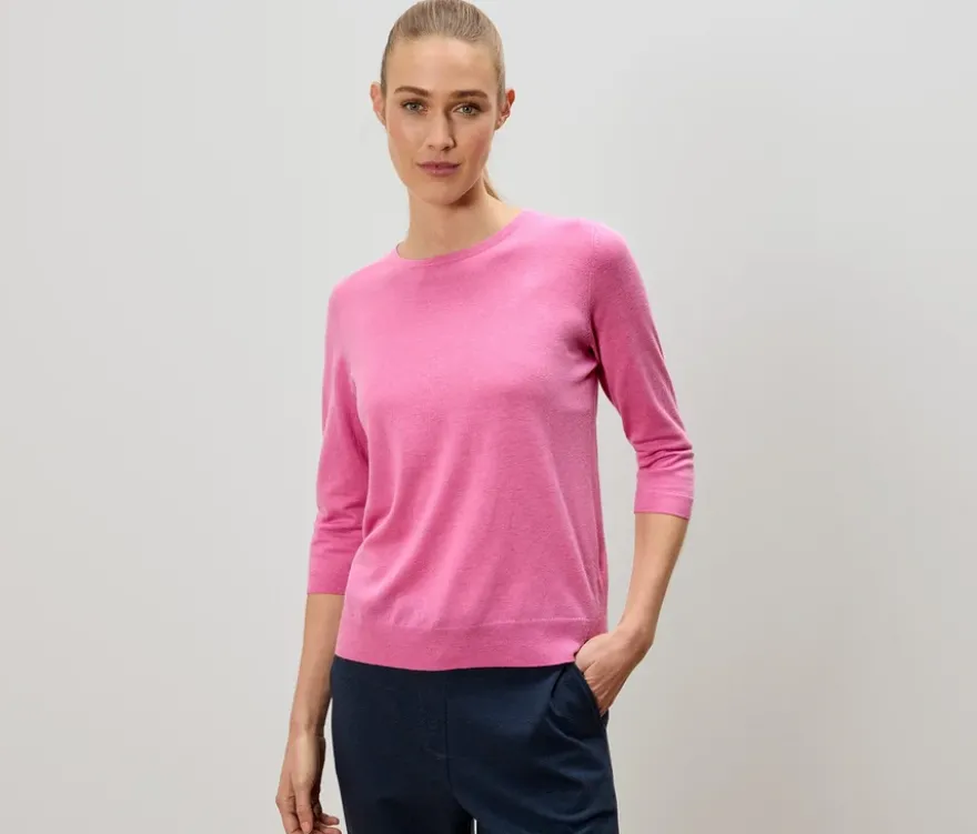 Feinstrickpullover mit Seide, rosa