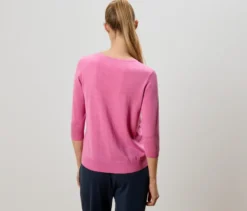 Feinstrickpullover mit Seide, rosa
