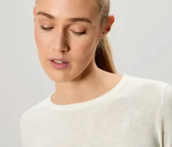 Feinstrickpullover mit Seide, creme
