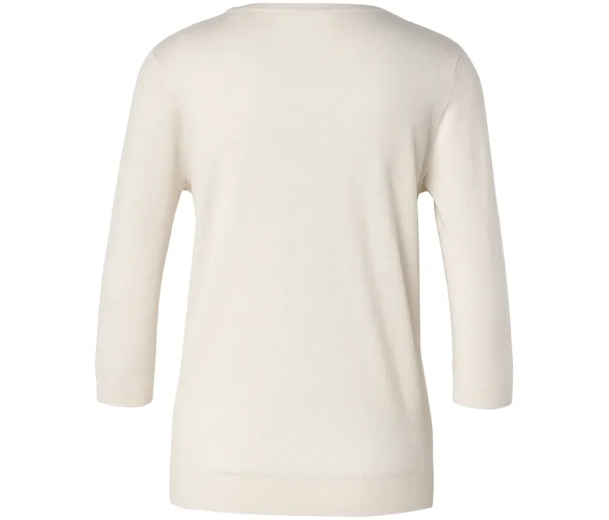 Feinstrickpullover mit Seide, creme