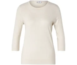 Feinstrickpullover mit Seide, creme