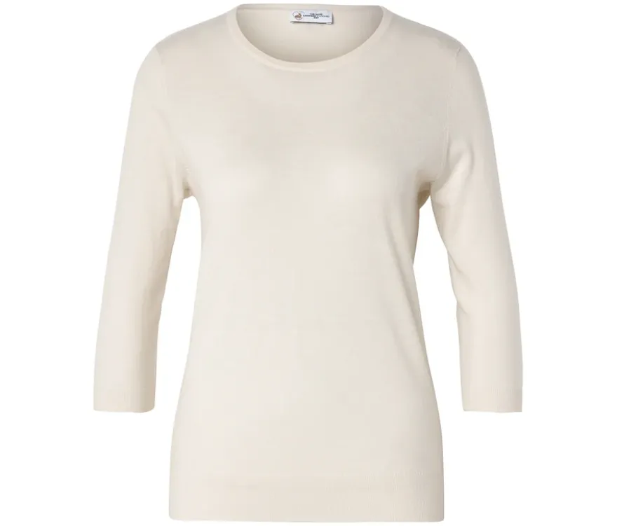 Feinstrickpullover mit Seide, creme