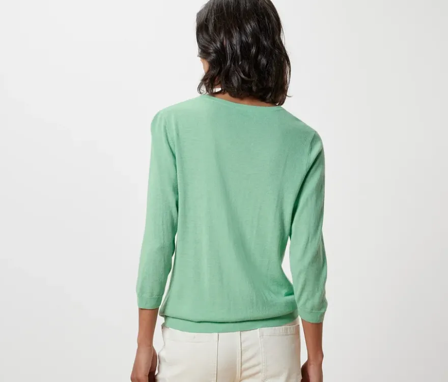 Feinstrickpullover mit Seide, hellgrün