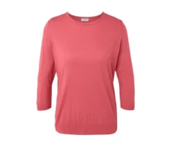 Feinstrickpullover mit Seide, koralle