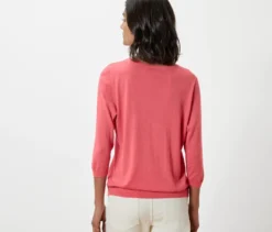Feinstrickpullover mit Seide, koralle