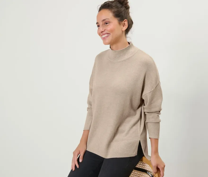 Feinstrickpullover mit Stehkragen
