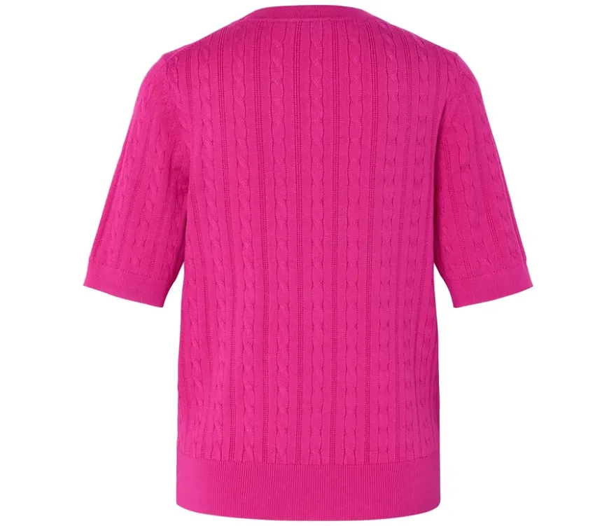 Feinstrickpullover mit Zopfmuster, pink