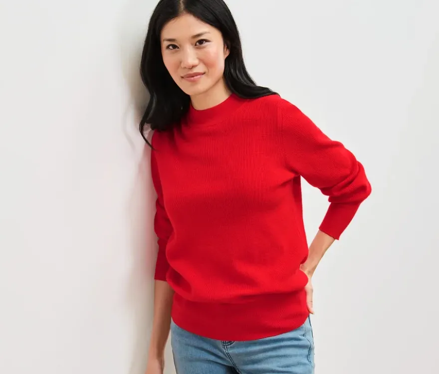 Feinstrickpullover, rot