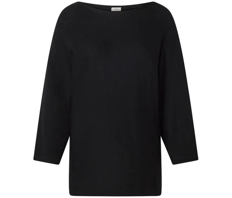 Feinstrickpullover, schwarz