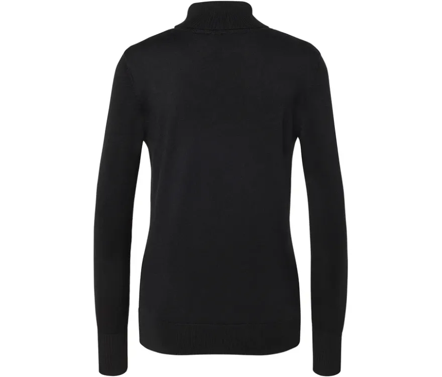 Feinstrick-Rollkragenpullover, schwarz