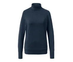 Feinstrick-Rollkragenpullover, dunkelblau