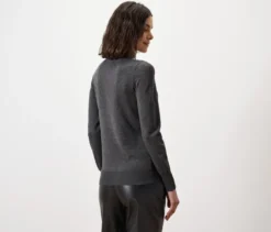 Feinstrick-Rollkragenpullover, grau meliert