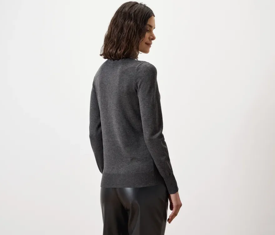 Feinstrick-Rollkragenpullover, grau meliert