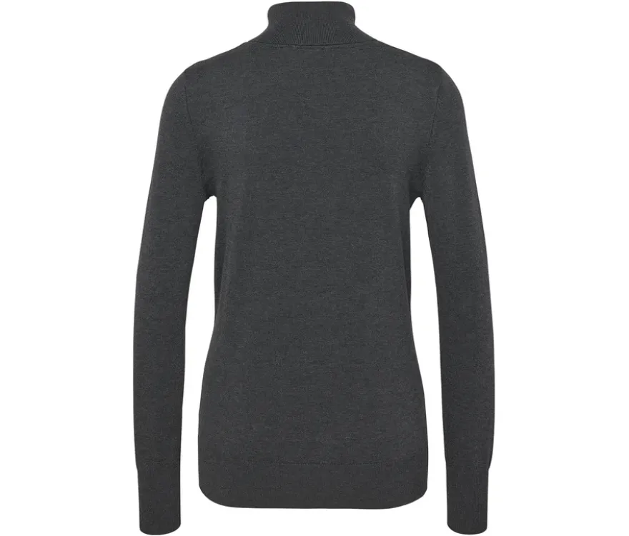 Feinstrick-Rollkragenpullover, grau meliert