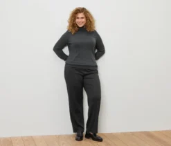 Feinstrick-Rollkragenpullover, grau meliert