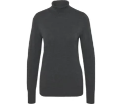 Feinstrick-Rollkragenpullover, grau meliert