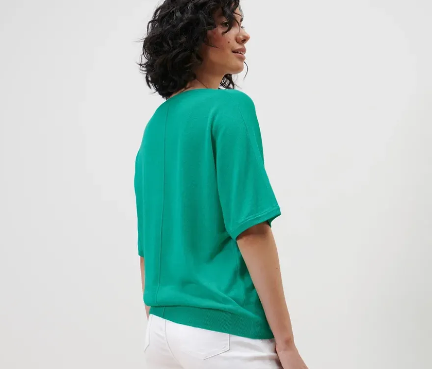 Feinstrick-Shirt mit Leinen