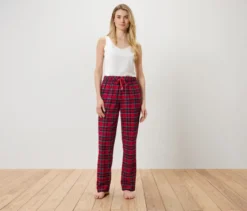 Flanell-Relaxhose, rot