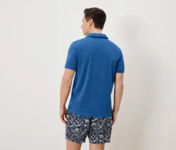 Frottee-Poloshirt, blau