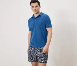 Frottee-Poloshirt, blau