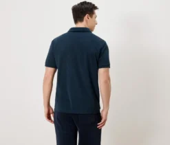 Frottee-Poloshirt, navy