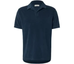 Frottee-Poloshirt, navy